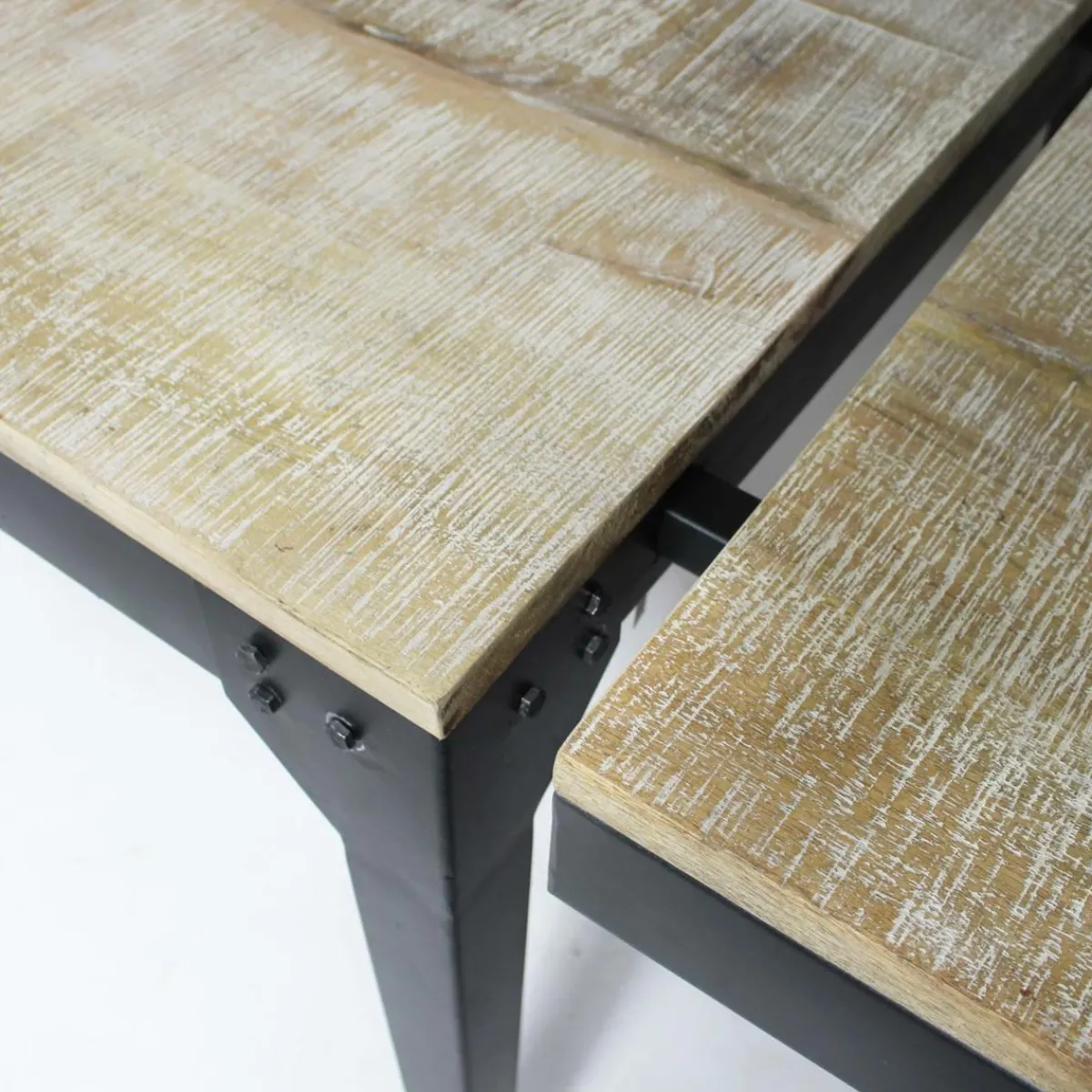 Made in Meubles Table à manger avec allonges en bois de manguier et métal Locker