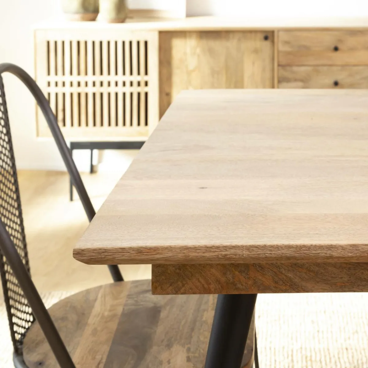 Made in Meubles Table à manger avec allonges en bois de manguier Pia