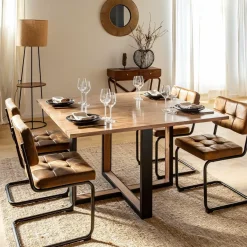 Made in Meubles Table à manger en bois d'acacia Laurie