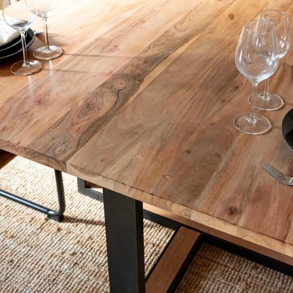 Made in Meubles Table à manger en bois d'acacia Laurie