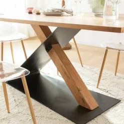 Made in Meubles Table à manger en bois d'acacia et métal Coco