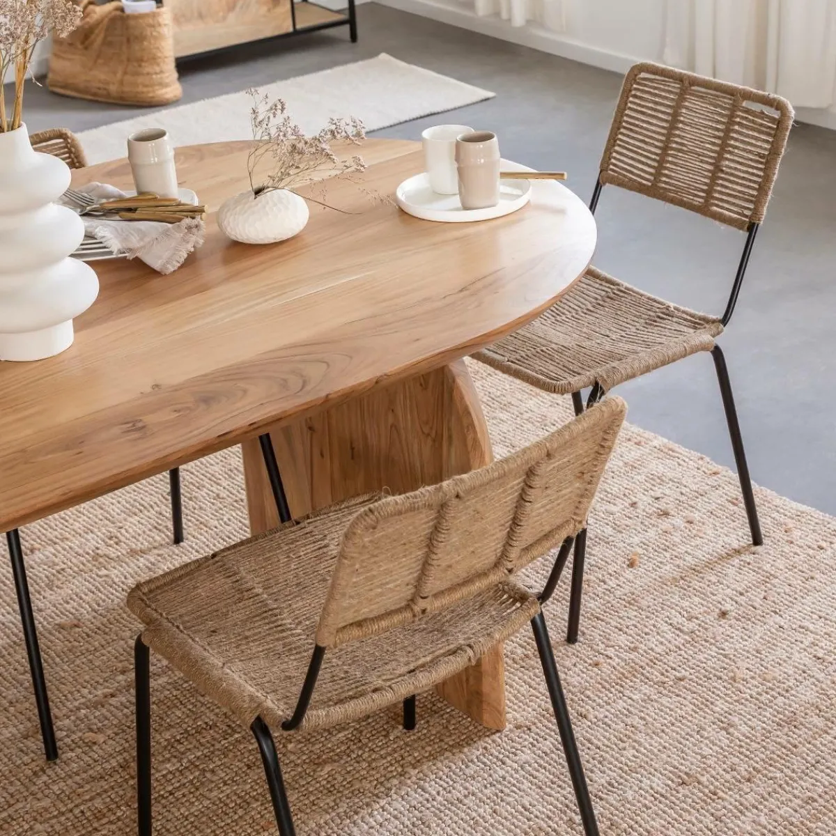 Made in Meubles Table à manger en bois d'acacia Paulo