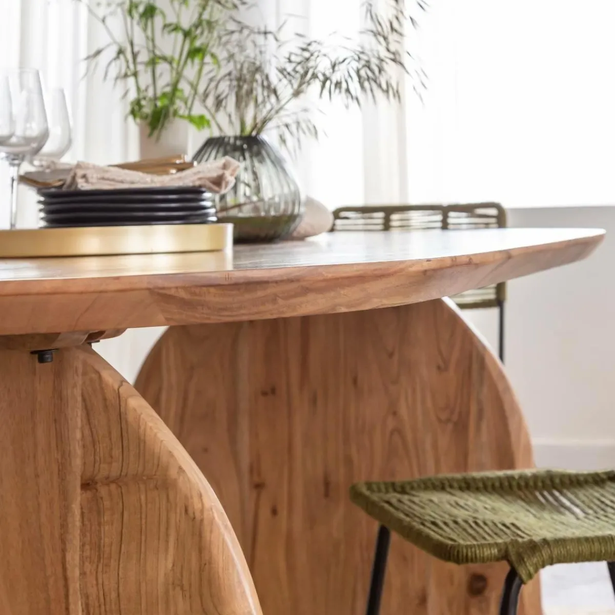 Made in Meubles Table à manger en bois d'acacia Paulo