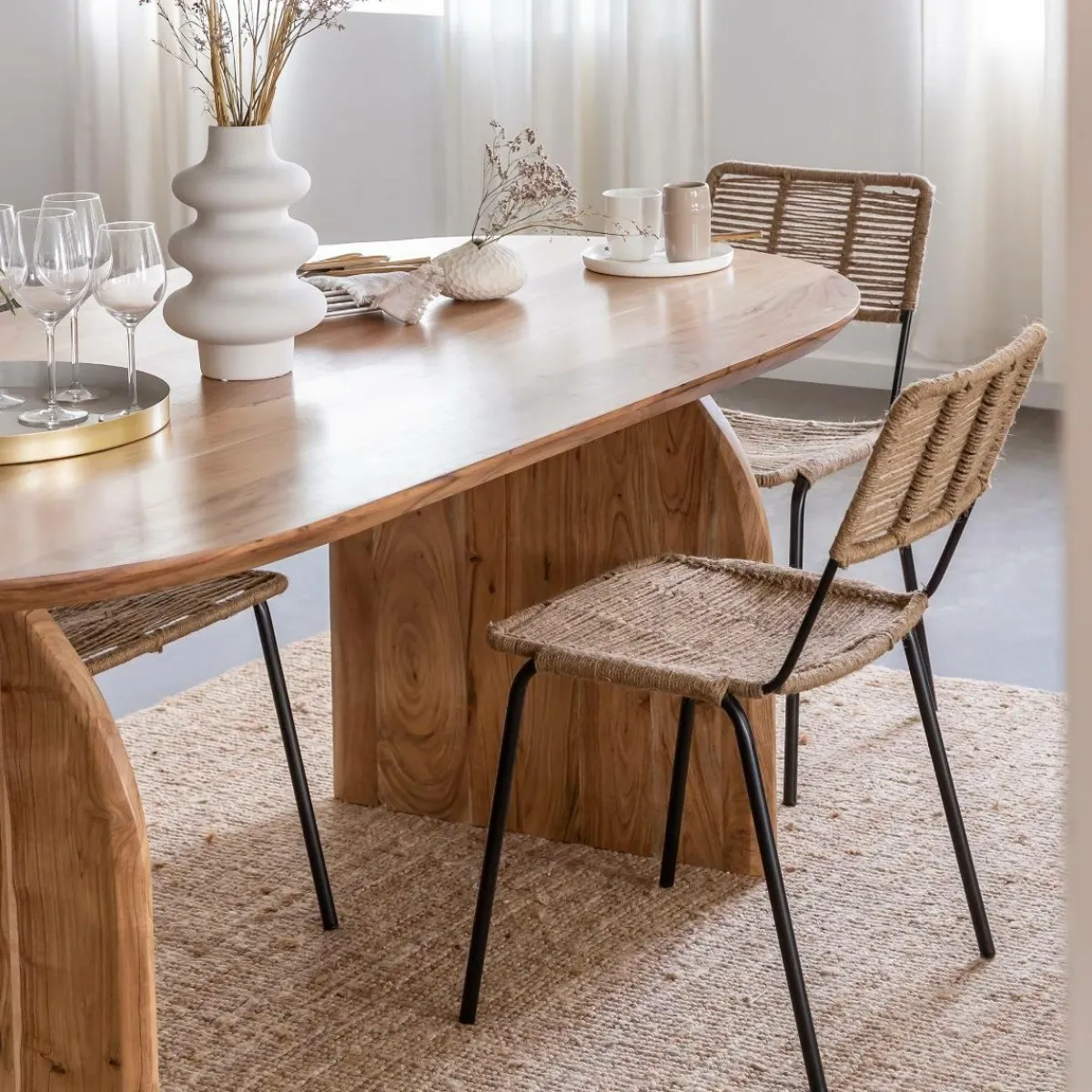 Made in Meubles Table à manger en bois d'acacia Paulo