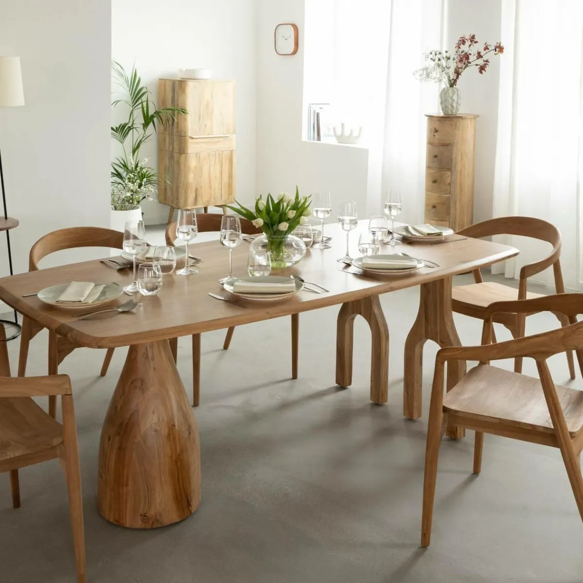 Made in Meubles Table à manger en bois d'Acacia Anaé