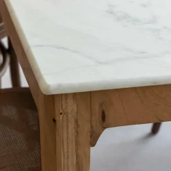 Made in Meubles Table à manger en bois de manguier et marbre Arthuro