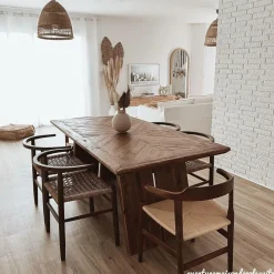 Made in Meubles Table à manger en bois recyclé Blaise