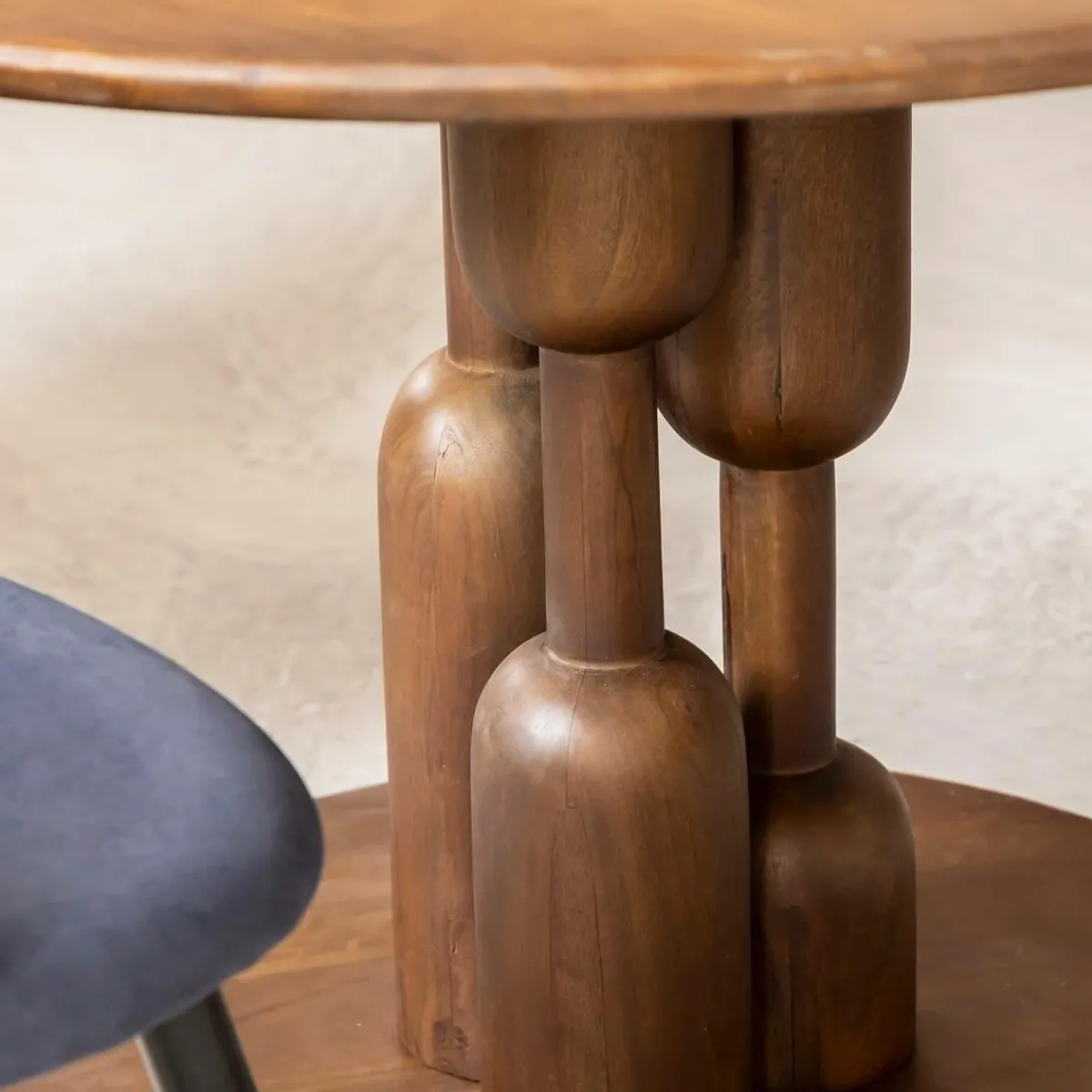 Made in Meubles Table à manger ronde en bois de manguier Zola