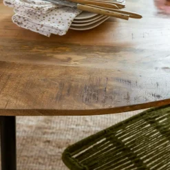 Made in Meubles Table à manger ronde en bois de manguier Gloria