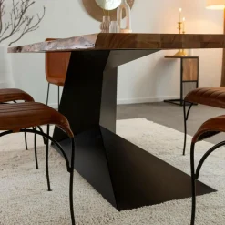 Made in Meubles Table à manger suspendu en bois d'acacia et métal Coco