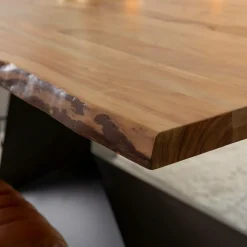 Made in Meubles Table à manger suspendu en bois d'acacia et métal Coco