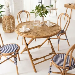 Made in Meubles Table ronde en bambou 4 places Soline