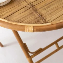 Made in Meubles Table ronde en bambou 4 places Soline