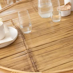 Made in Meubles Table ronde en bambou 4 places Soline