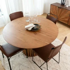 Made in Meubles Table ronde en bois d'acacia Vida