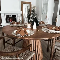 Made in Meubles Table ronde en bois d'acacia Vida
