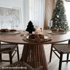 Made in Meubles Table ronde en bois d'acacia Vida