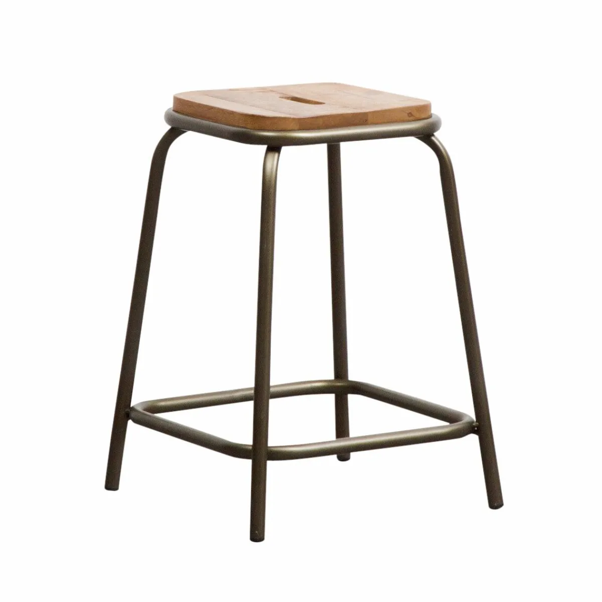 Made in Meubles Tabouret écolier métal et bois petit modèle Marcus