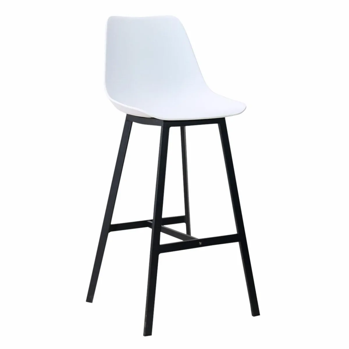 Made in Meubles Tabouret de bar blanc et métal noir Marius (lot de 2)