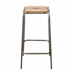 Made in Meubles Tabouret de bar écolier bois et métal 77cm Marcus