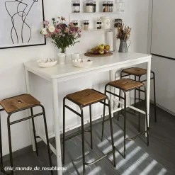 Made in Meubles Tabouret de bar écolier bois et métal 77cm Marcus