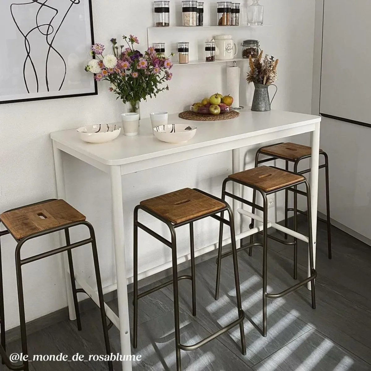 Made in Meubles Tabouret de bar écolier bois et métal 77cm Marcus