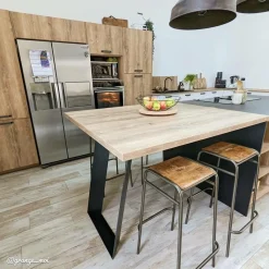 Made in Meubles Tabouret de bar écolier bois et métal 77cm Marcus