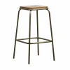 Made in Meubles Tabouret de bar écolier métal et bois 69 cm Marcus