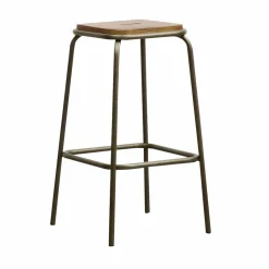 Made in Meubles Tabouret de bar écolier métal et bois 69 cm Marcus