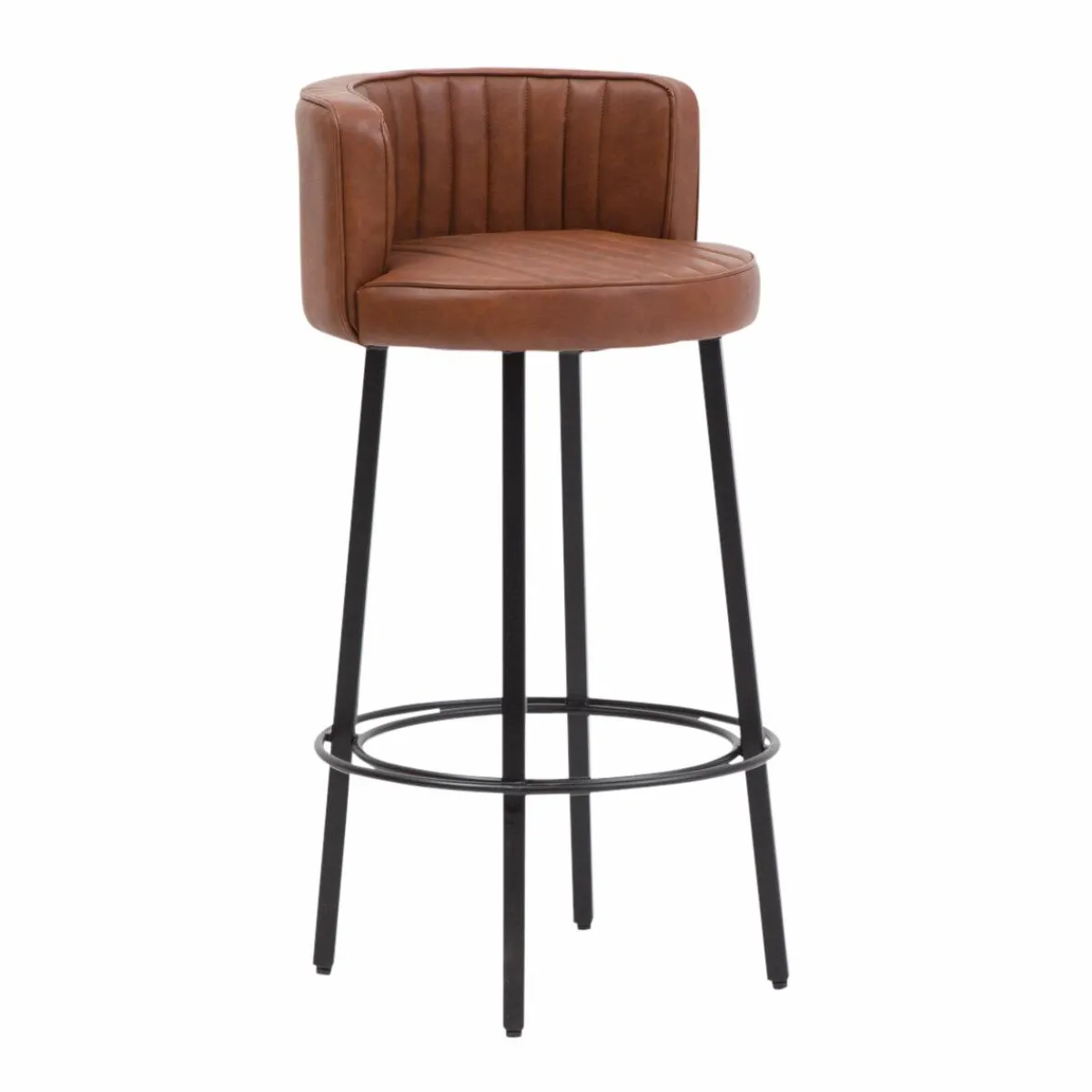 Made in Meubles Tabouret de bar en cuir et métal Tiago