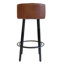 Made in Meubles Tabouret de bar en cuir et métal Tiago