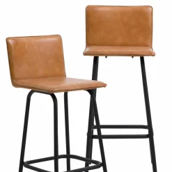 Made in Meubles Tabouret de bar en cuir marron Louise (lot de 2)