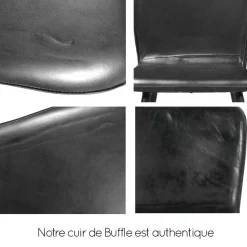 Made in Meubles Tabouret de bar en cuir marron Louise (lot de 2)