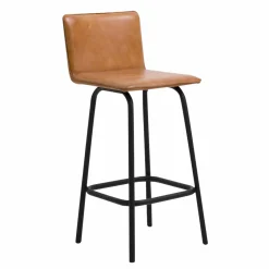 Made in Meubles Tabouret de bar en cuir marron Louise (lot de 2)