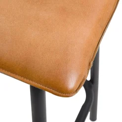Made in Meubles Tabouret de bar en cuir marron Louise (lot de 2)
