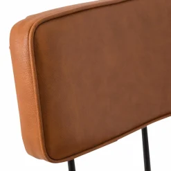 Made in Meubles Tabouret de bar en cuir marron et métal noir Victoire