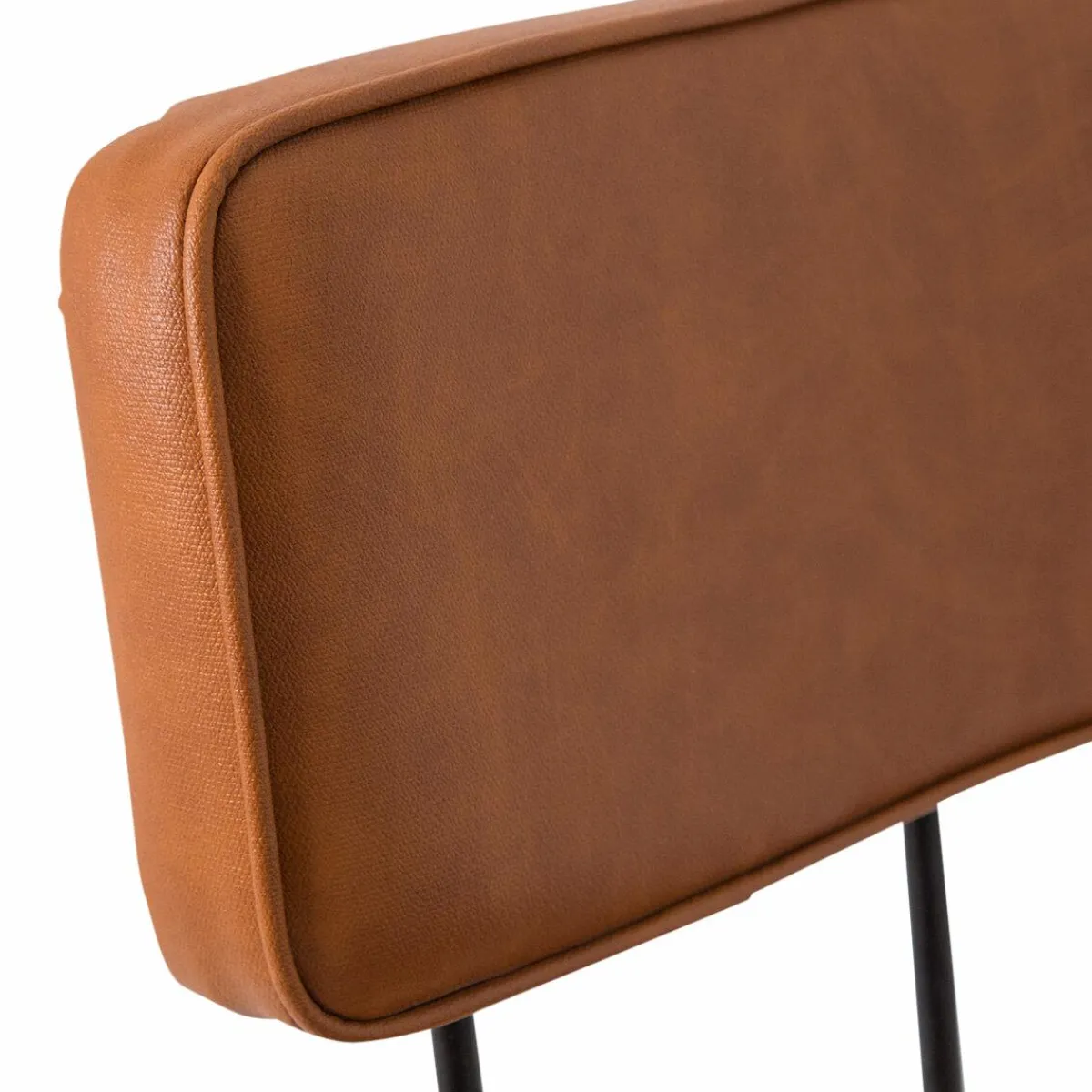 Made in Meubles Tabouret de bar en cuir marron et métal noir Victoire