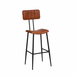 Made in Meubles Tabouret de bar en cuir marron Carl