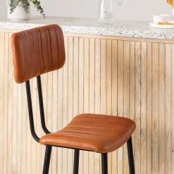 Made in Meubles Tabouret de bar en cuir marron Carl