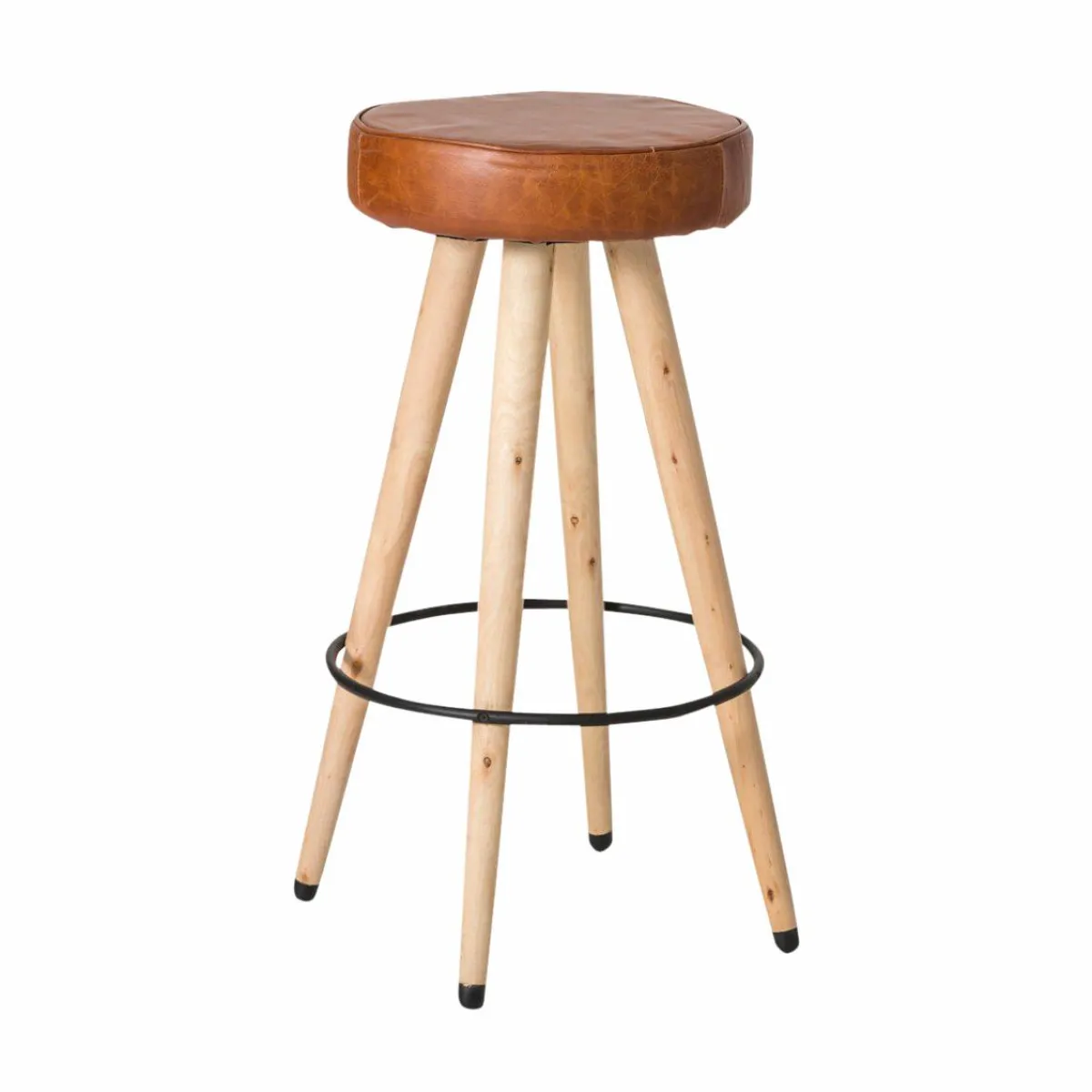 Made in Meubles Tabouret de bar en cuir marron Jocelin
