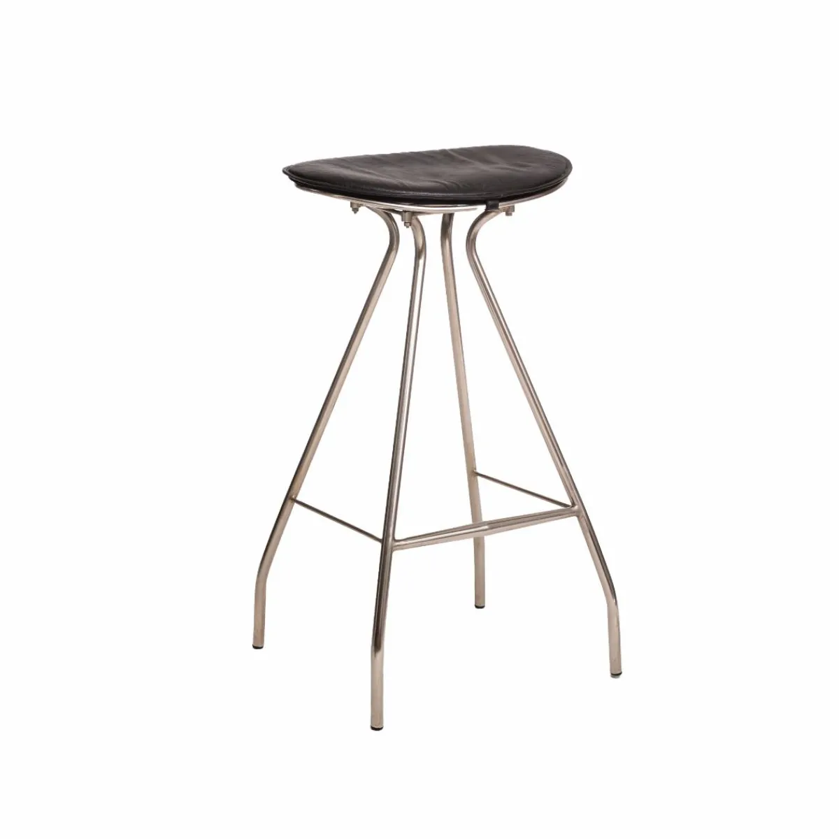 Made in Meubles Tabouret de bar en cuir noir et métal Lya