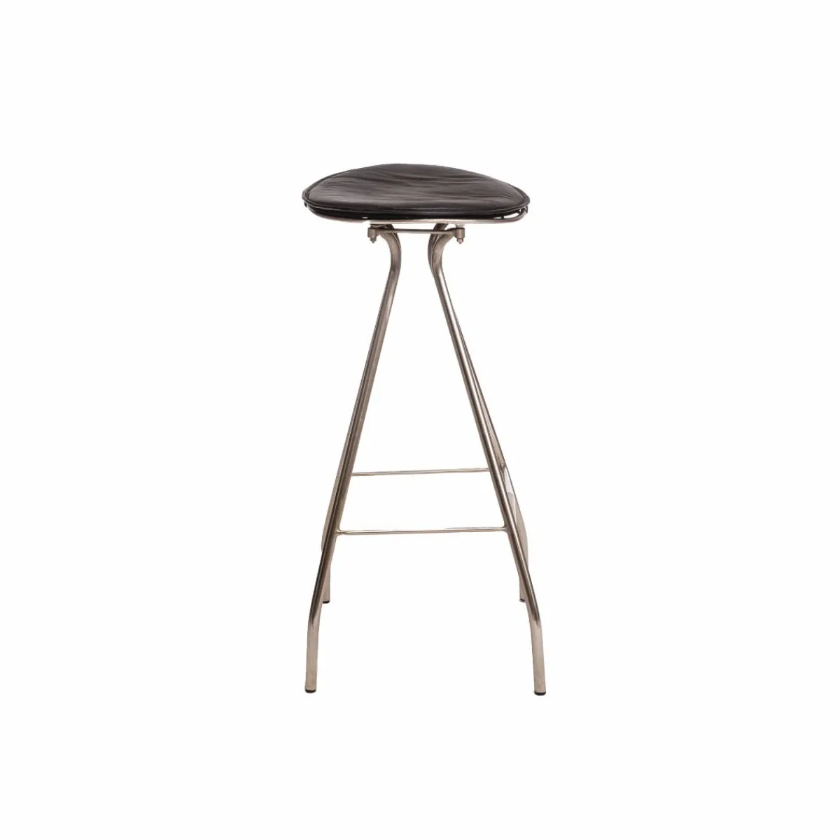 Made in Meubles Tabouret de bar en cuir noir et métal Lya