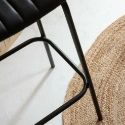 Made in Meubles Tabouret de bar en cuir noir et métal Alexandre (lot de 2)