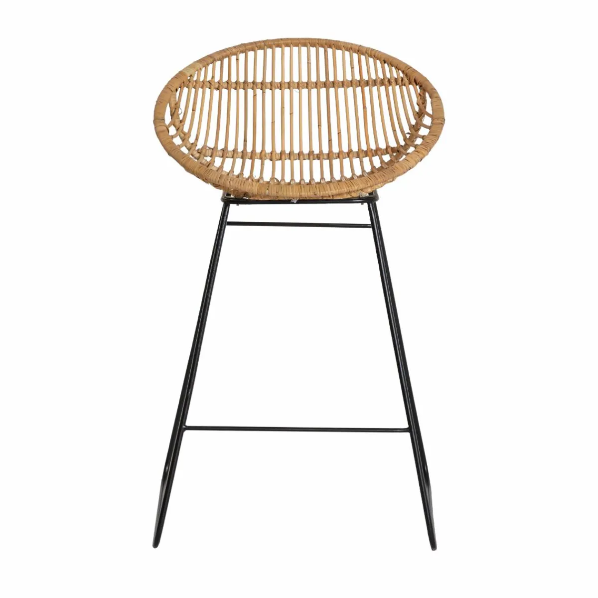 Made in Meubles Tabouret de bar rond en rotin et métal Calvi