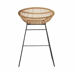 Made in Meubles Tabouret de bar rond en rotin et métal Calvi