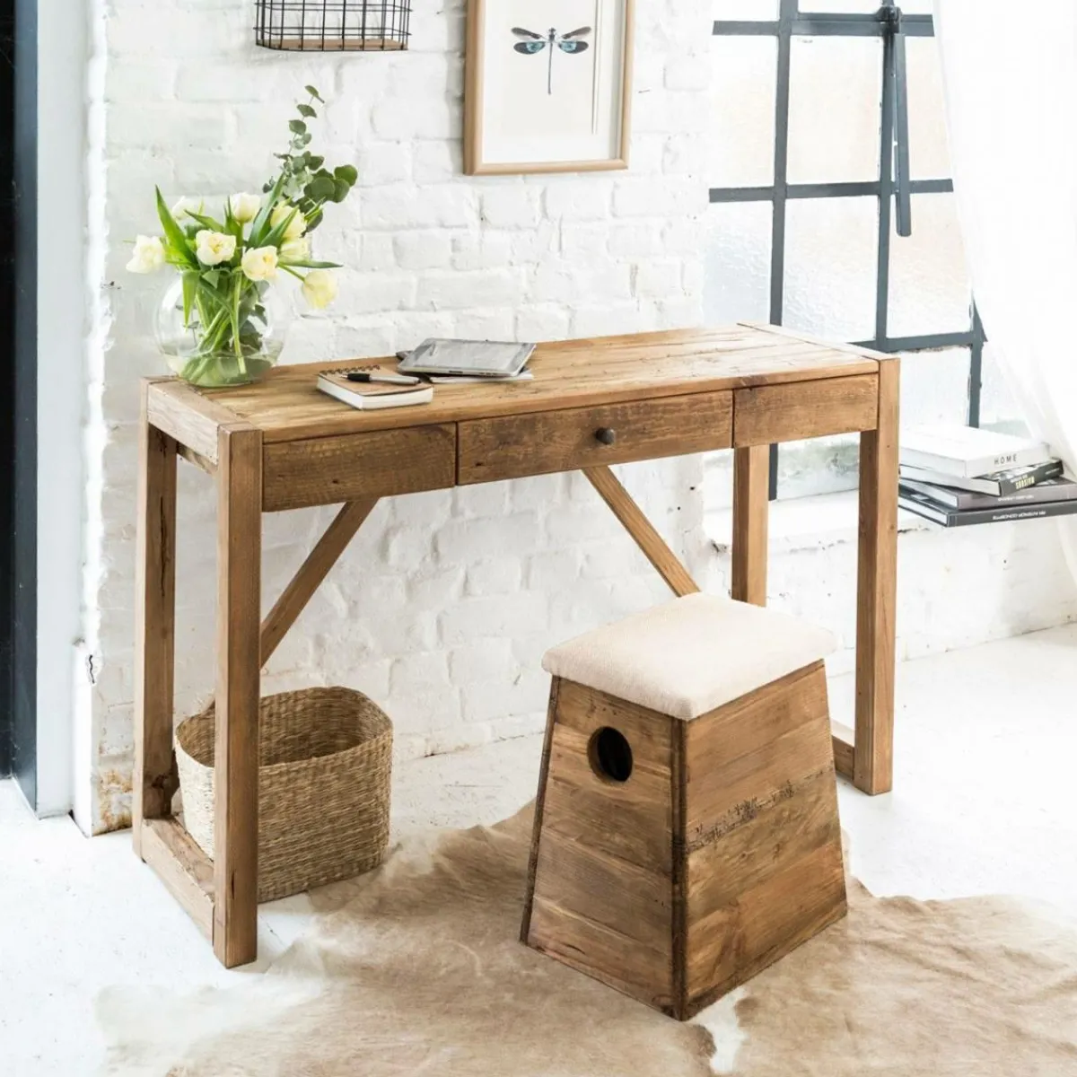 Made in Meubles Tabouret en bois recyclé Blaise