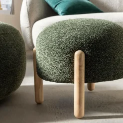 Made in Meubles Tabouret en tissu bouclette Nério