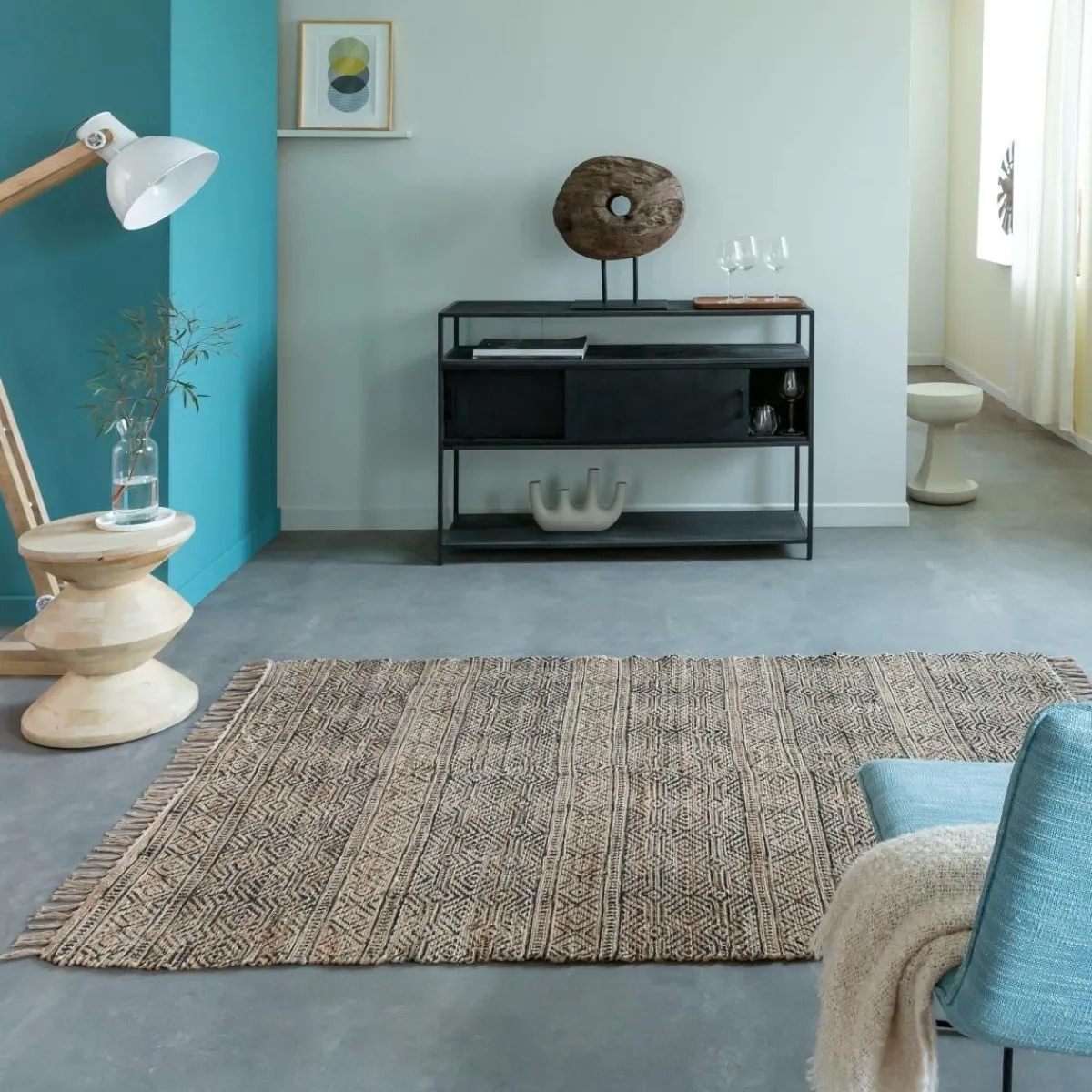 Made in Meubles Tapis en jute et coton Antonia