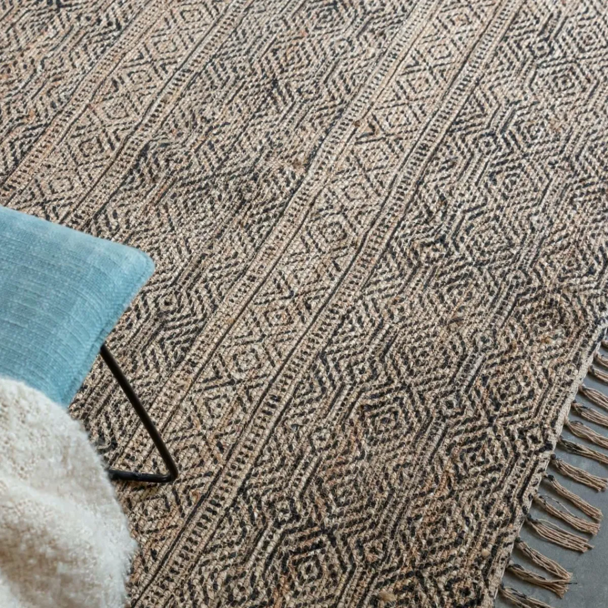 Made in Meubles Tapis en jute et coton Antonia