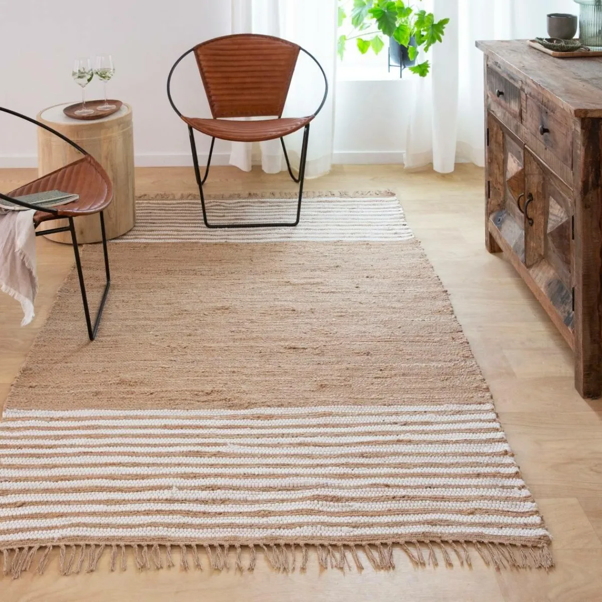 Made in Meubles Tapis en jute et coton Lali